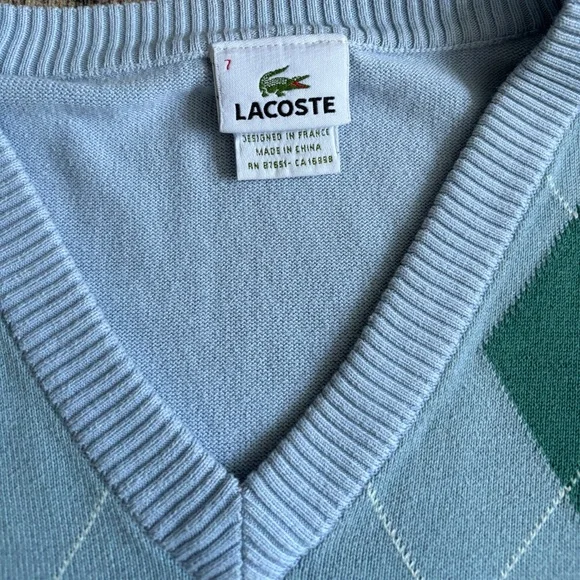 Lacoste Argyle Sweater in Light Blue and Green - Picture 5 of 10